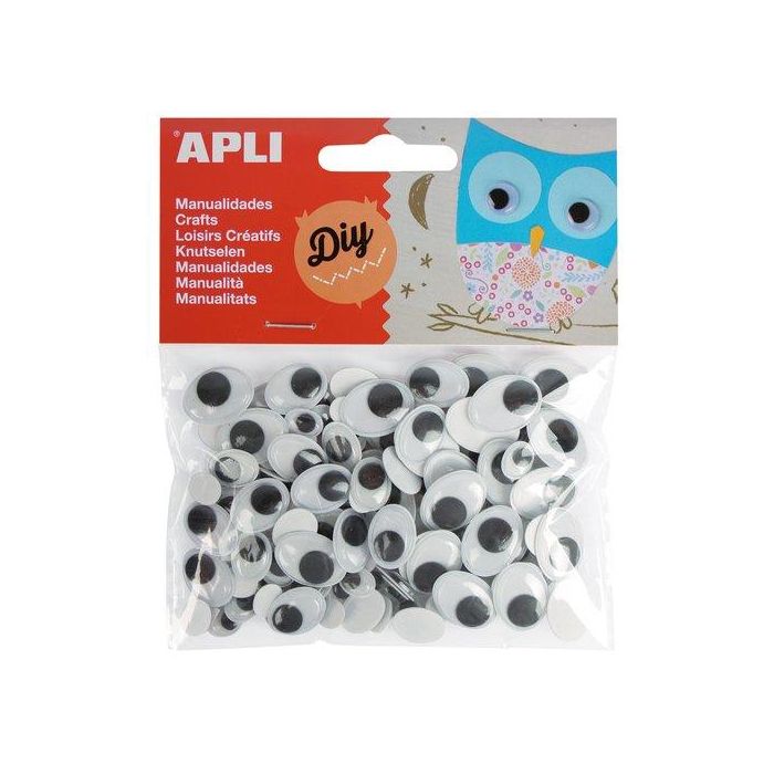Ojos Moviles Apli Ovalados Negro Bolsa De 100 (Set de 5)