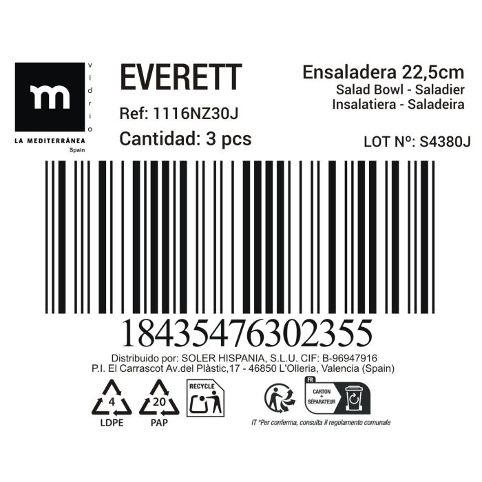 La Mediterranea Ensaladera Opal Everett 22.5 cm 1