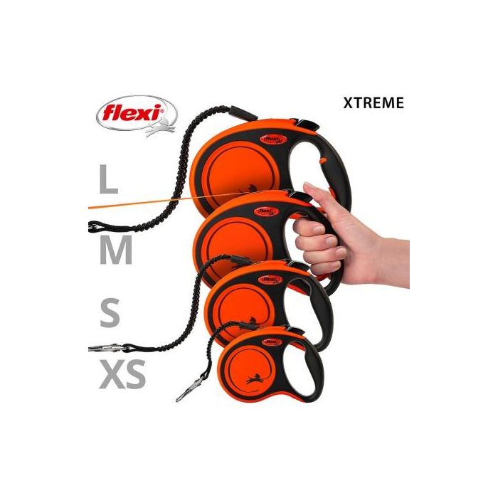 Flexi Xtreme Correa Retráctil 5M para Perros Hasta 20 kg - Extremadamente Resistente, Mayor Seguridad y Confort con Cinta Amortiguadora 3