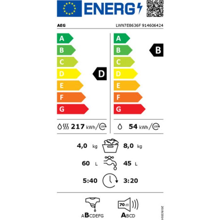 Lavadora - Secadora AEG LWN7E8636F 1600 rpm 1 Lavadora - Secadora AEG LWN7E8636F 1600 rpm 1