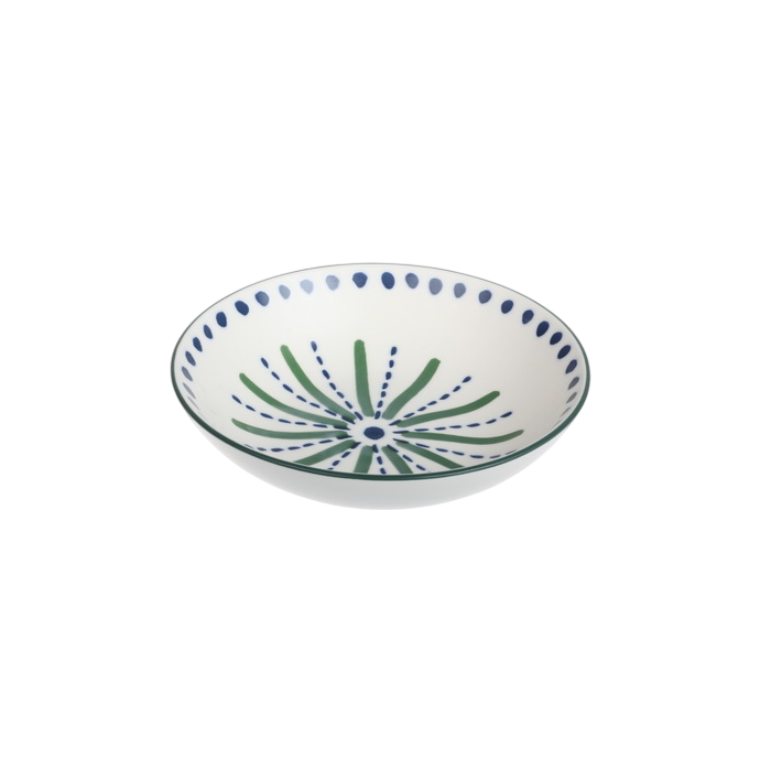 DKD Home Decor Palm 25 Plato Porcelana Tropical Azul Verde 19.5 x 5.5 x 19.5 cm (6 Unidades)