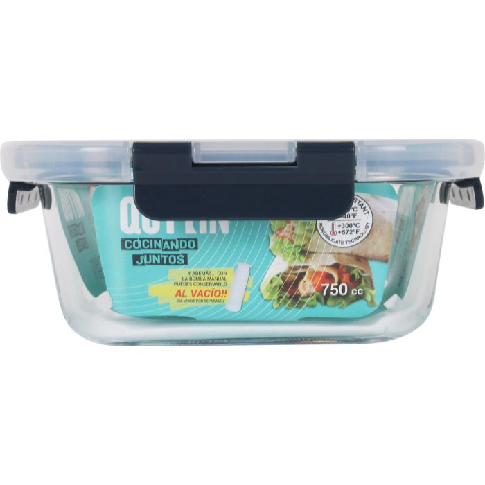 Quttin Fiambrera Cuadrada con Tapa, 750 cc, 16.5 x 16.5 x 6.9 cm (6 Unidades) 1