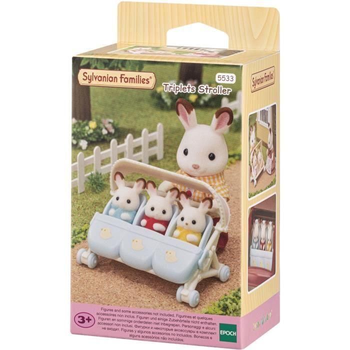 FAMILIAS SYLVANIAN El cochecito triple para niños 3