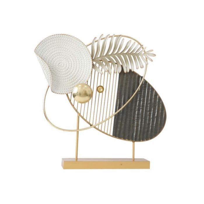 DKD Home Decor Decoración Abstracta Moderna de Metal, Colores Dorado, Blanco y Negro, Dimensiones 55 cm Alto x 56 cm Ancho