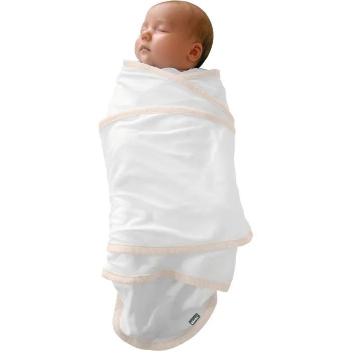 Beaba Manta envolvente para bebé Castillo Rojo, blanca con sesgo beige, 0-3 meses 1
