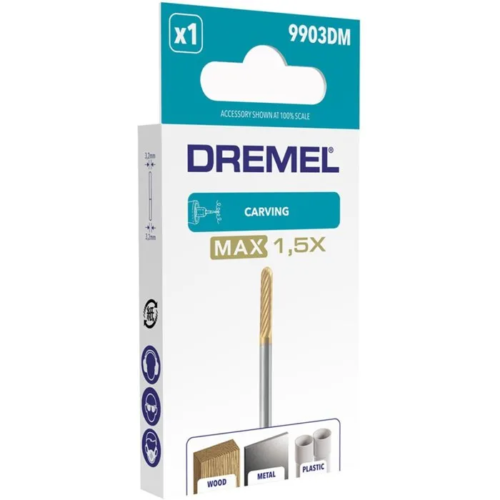 Dremel Max 9903DM Fresa de Carburo de Tungsteno para Grabar Punta Cónica Ø3,2 mm Larga Duración 1