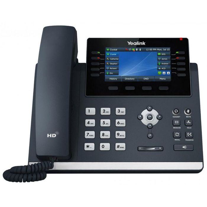 Yealink SIP-T46U Teléfono VoIP IP con Pantalla LCD de 4.3" y Conectividad Gigabit Ethernet, WiFi y Bluetooth Color Gris