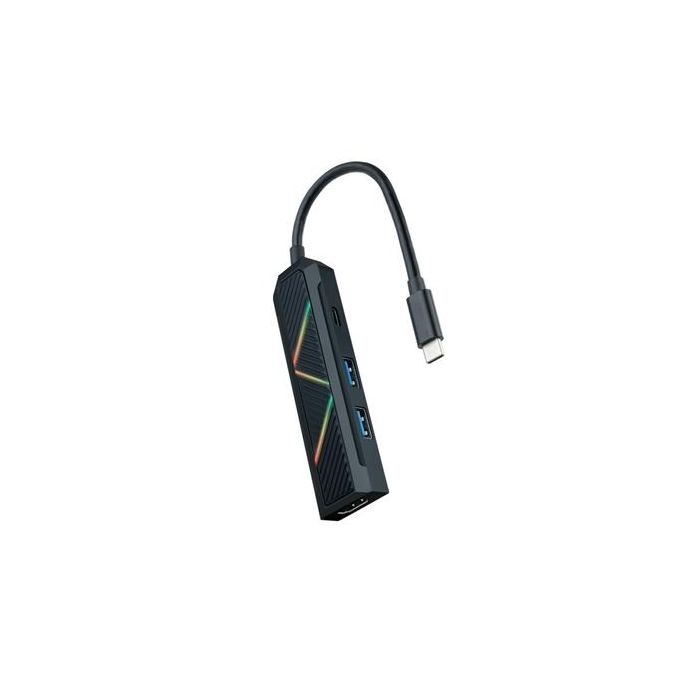 Nanocable Hub 4 En 1 USB-C: HDMI 4K 30Hz, 2x USB-A 3.2, 1x USB-C PD 100W, Aluminio Negro