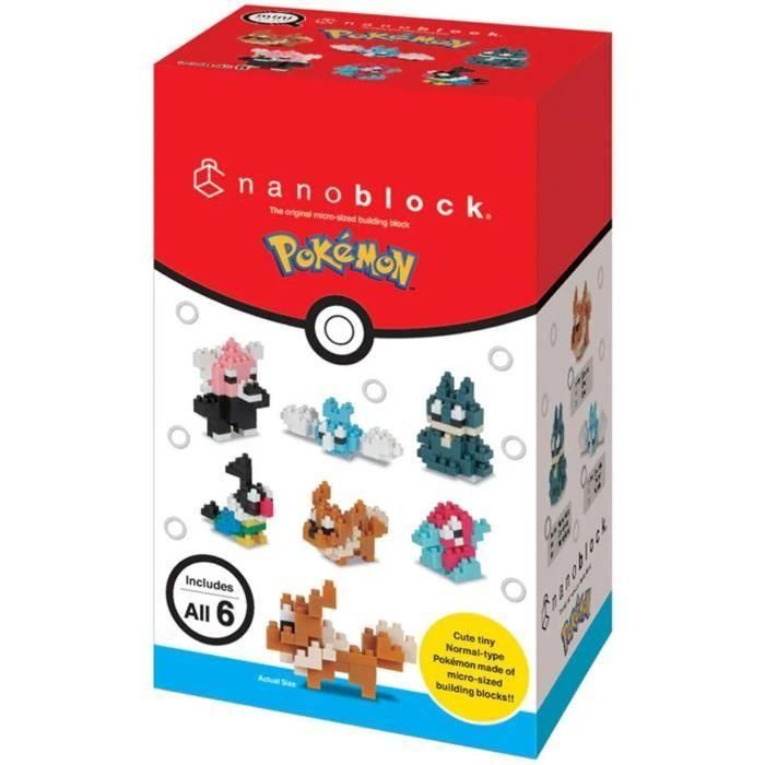 Set de 6 figuras de ladrillo - BANDAI - NANOBLOCK - Pack Pokémon de tipo normal 1 Set de 6 figuras de ladrillo - BANDAI - NANOBLOCK - Pack Pokémon de tipo normal 1