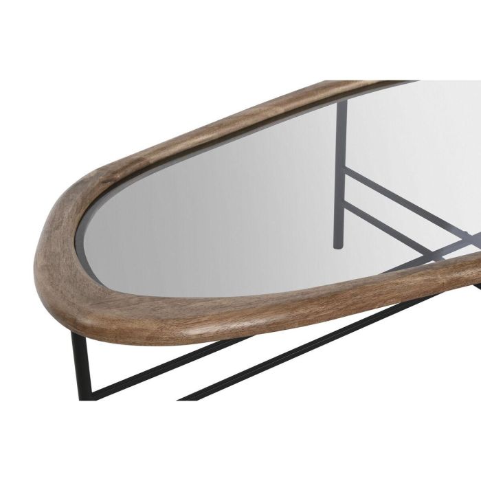 Mesa de Centro Home ESPRIT Marrón Negro Cristal Madera de abeto 120 x 69 x 33 cm 4