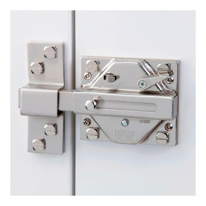 Ifam Cerrojo CS88SC Acabado Cromo Satinado para Puertas Izquierda o Derecha Cuerpo Acero Cierre 4 Vueltas Palanca 17mm 1