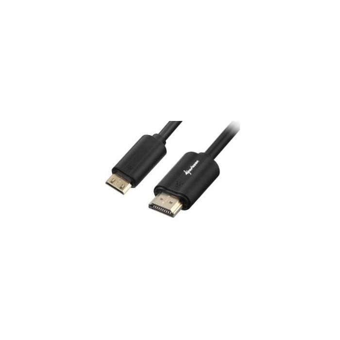 Sharkoon Cable HDMI a Mini HDMI 1m - Soporta 4K y 3D - Conectores chapados en Oro - Negro