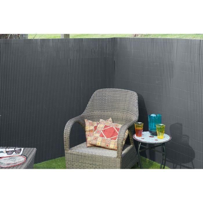 Pantalla de caña de PVC de doble cara - NATURE - 1 x 3 m - 1600 g/m² - Opaca 4/5 - Anti-UV - Antracita 3
