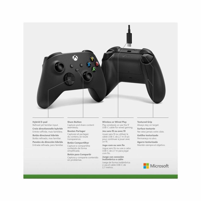 Microsoft Mando Inalámbrico Xbox + Cable USB-C Negro para PC, Xbox One, One S, One X, Series S, Series X 19