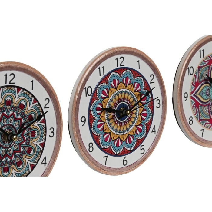 Reloj de Mesa Home ESPRIT Multicolor Mandala Mosaico (3 Unidades) 2 Reloj de Mesa Home ESPRIT Multicolor Mandala Mosaico (3 Unidades) 2