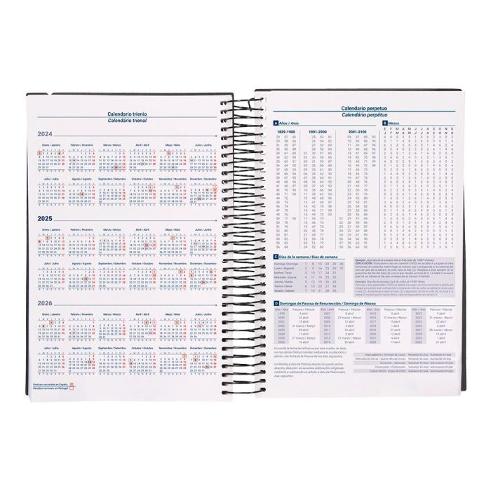 Agenda Espiral Liderpapel Olbia A5 2025 Dia Pagina Color Negro Papel 60 gr 7