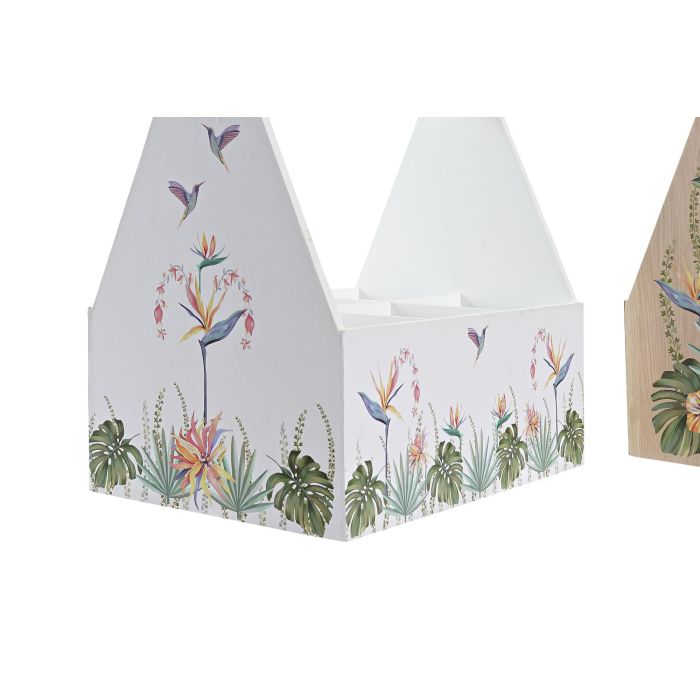 DKD Home Decor Portavasos Decorativo Tropical Colección Tropic Garden MDF Multicolor 16.5x25x24 cm para Hogar, Set de 2 Unidades 1