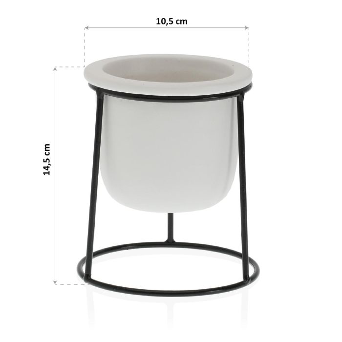 Maceta Blanca C/ Base Metal Versa 10X14CM 2 Maceta Blanca C/ Base Metal Versa 10X14CM 2