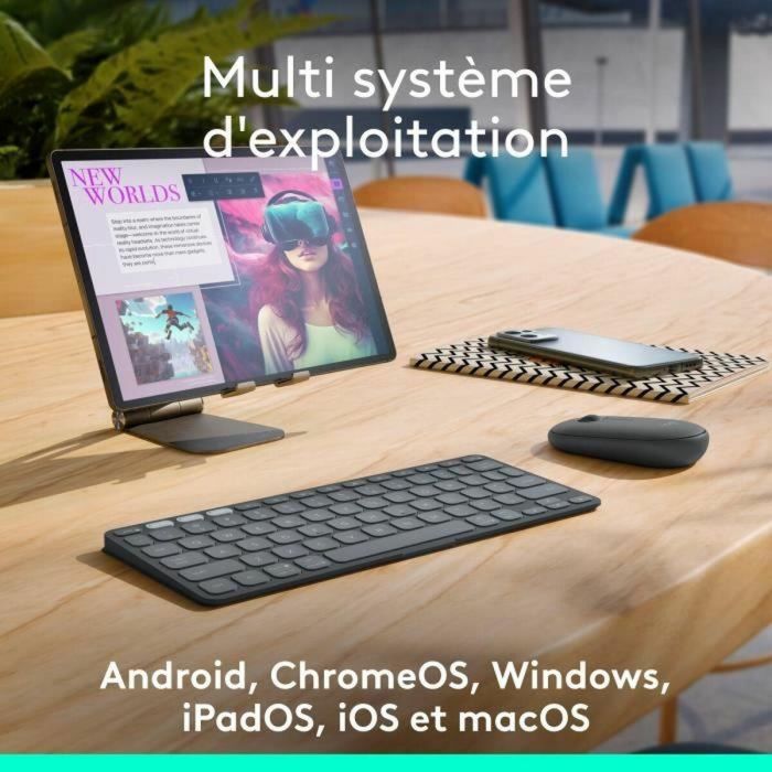 Teclado portátil - Inalámbrico - Logitech - Keys-To-Go 2 - para Tablet - AZERTY - Grafito 2