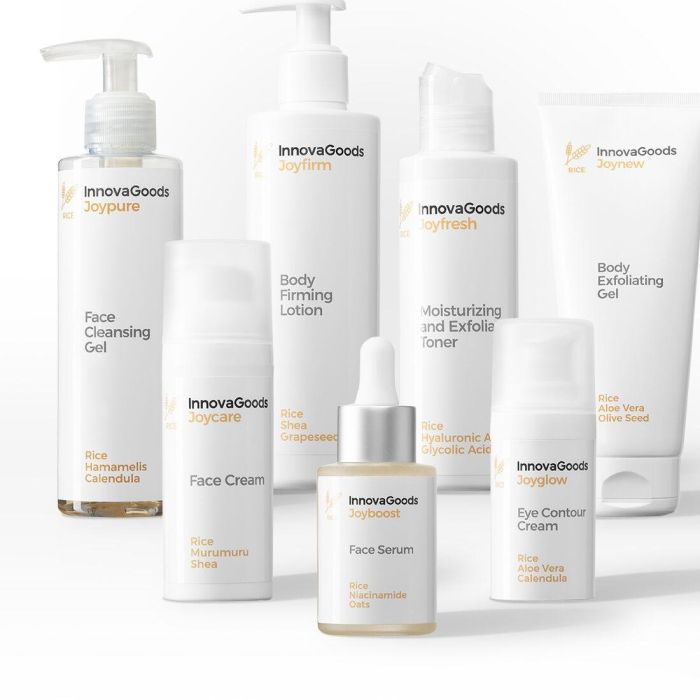 Pack de Rutina Facial y Corporal Rice InnovaGoods 1 Pack de Rutina Facial y Corporal Rice InnovaGoods 1