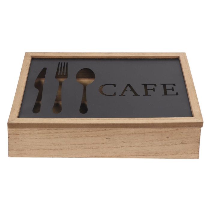 Organizador para Cubiertos DKD Home Decor Marrón Negro Metal Madera MDF Vintage 25 x 18 x 6 cm Organizador para Cubiertos DKD Home Decor Marrón Negro Metal Madera MDF Vintage 25 x 18 x 6 cm
