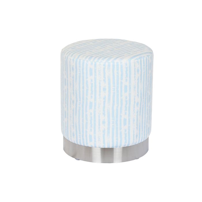 DKD Home Decor Reposapies Estilo Mediterráneo con Rayas Azul y Blanco. Fabricado en Poliéster y Metal. Medidas: 34x34x40 cm. Asiento 41 cm