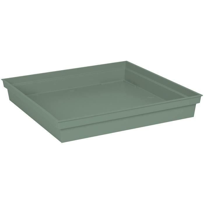 EDA PLASTIQUE Platillo Cuadrado Toscana 40 cm Verde Laurel - Recoge Exceso de Agua - Compatible Macetas Cuadradas 50 cm - Fabricado en Francia 1