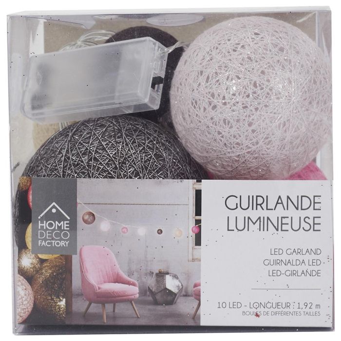 Home Deco Factory Guirnalda de Luces LED Rosa Fucsia con Bolas Decorativas para el Hogar 1