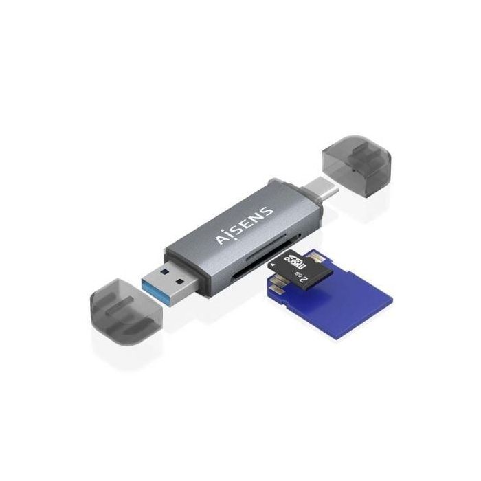 AISENS - LECTOR DE TARJETAS SD, Micro SD, MMC, RS-MMC, MMC Micro, USB-A Y USB-C, GRIS 2