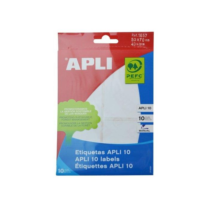 Etiquetas Adh.Manuales Bolsa Apli Blancas 10H C.Romos 50X70 Mm 40 Uds.(01657) 10 unidades