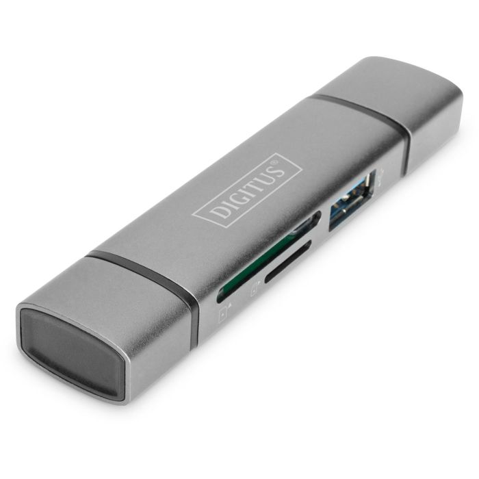 Digitus Dual Card Reader Hub USB-C USB 3.0 para tarjetas SD y Micro SD, OTG, Aluminio, 5000 Mbit/s
