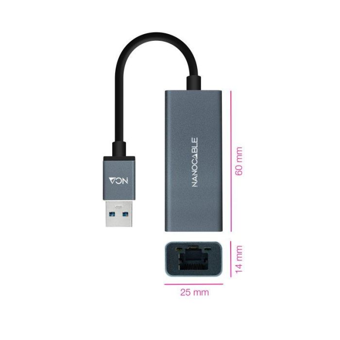 Adaptador USB 3.0 - RJ45 Nanocable 10.03.0405/ 1000Mbps 1 Adaptador USB 3.0 - RJ45 Nanocable 10.03.0405/ 1000Mbps 1