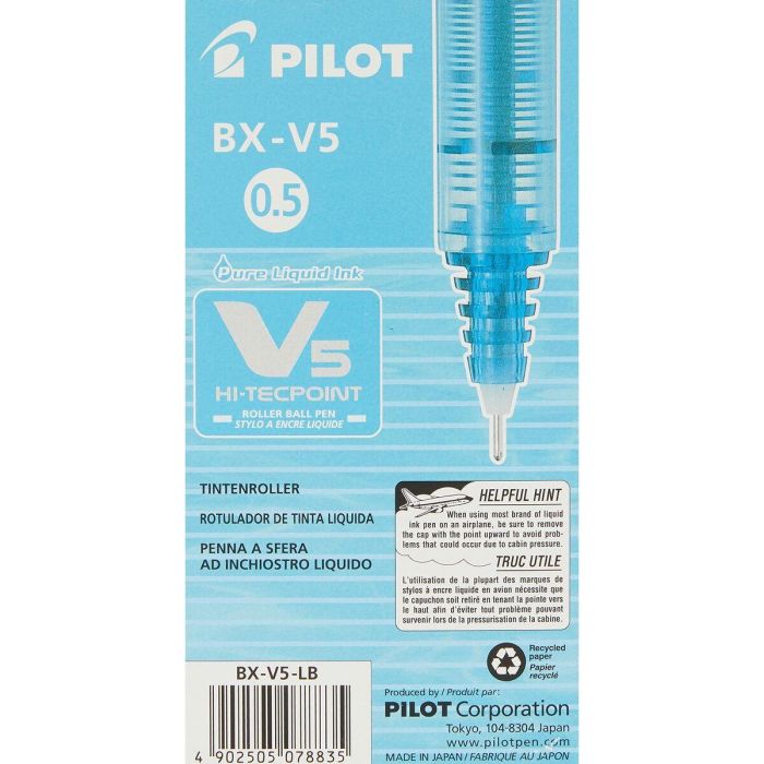 Boligrafo de tinta líquida Pilot V-5 Hi-Tecpoint Azul claro 0,3 mm (12 Unidades) 1