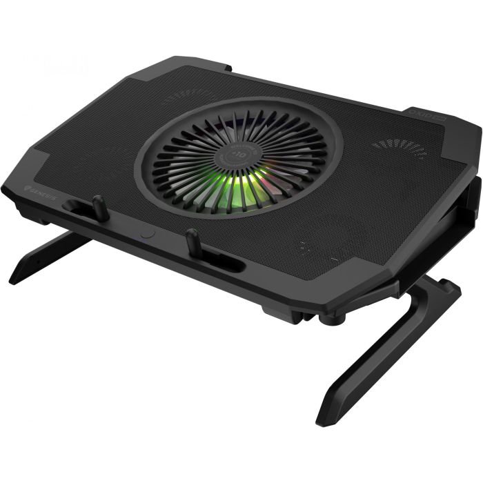 GENESIS Oxid 850 Almohadilla Refrigeradora para Portátil 17.3" con 5 Ventiladores, Iluminación RGB, Ajuste de Altura y 2 Puertos USB Negro 5