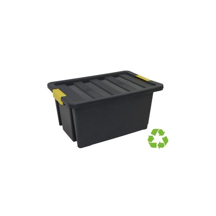 Caja Almacenamiento A.2000 Con Tapa 55 Litros De Pp Reciclado Y 100% Reciclable Apilable Negra