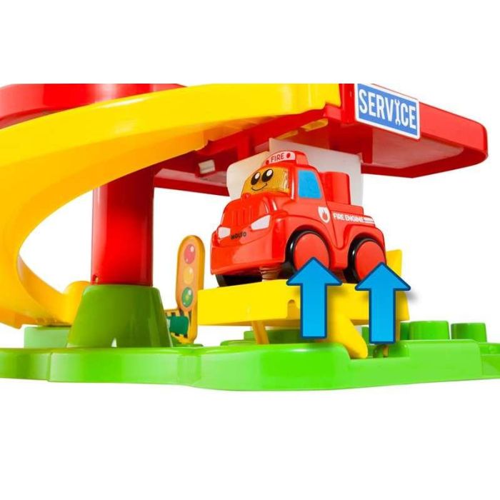 Juego construcción estación de bomberos con coche electrónico, luz y sonido 53x31x31 cms 8