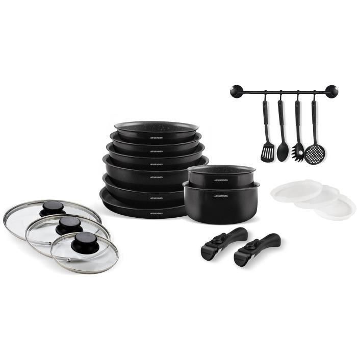 Arthur Martin AM558 Batería de Cocina Inducción Aluminio 20 Piezas con Mango Extraíble para Todo Tipo de Fuegos 0 Arthur Martin AM558 Batería de Cocina Inducción Aluminio 20 Piezas con Mango Extraíble para Todo Tipo de Fuegos 0