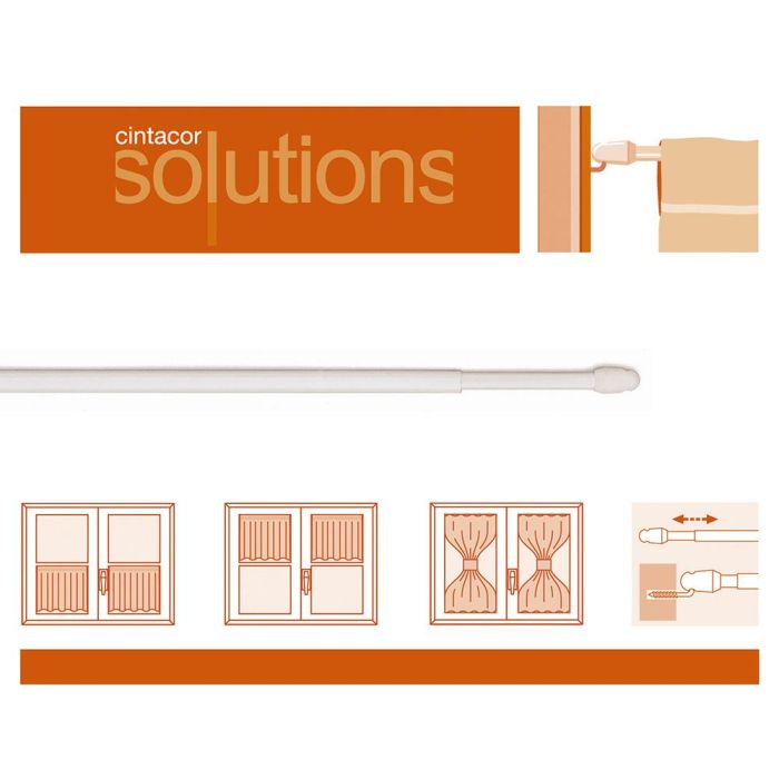 Cintacor Portavisillo plano blanco extensible 60-105cm 11mm, 2 unidades con alcayatas 1 Cintacor Portavisillo plano blanco extensible 60-105cm 11mm, 2 unidades con alcayatas 1