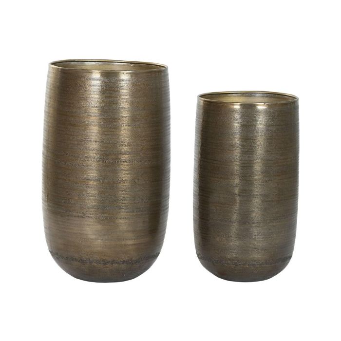 Macetero Moderno DKD Home Decor Plateado Dorado 35 x 63 x 35 cm Set de 2
