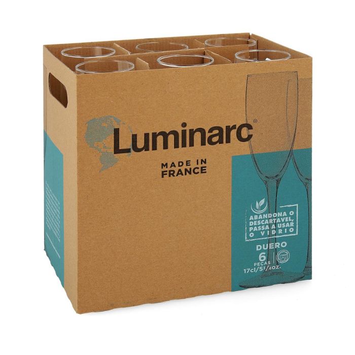 Luminarc Copa Flauta Duero de Vidrio Transparente 17 cL Pack de 6 Unidades Fabricado en Francia Apto Lavavajillas 3