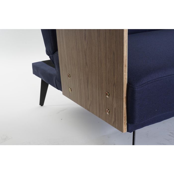DKD Home Decor Sofá Cama Urban Azul Marrón Negro Poliéster, Metal y Eucalipto, Desmontable, 203x87x81 cm 4 DKD Home Decor Sofá Cama Urban Azul Marrón Negro Poliéster, Metal y Eucalipto, Desmontable, 203x87x81 cm 4