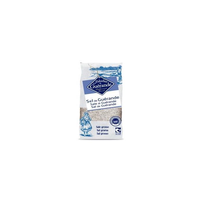 GUERANDE Sal Marina Gris de Bretaña Gruesa 1Kg - Recogida a Mano en Salinas de Guérande