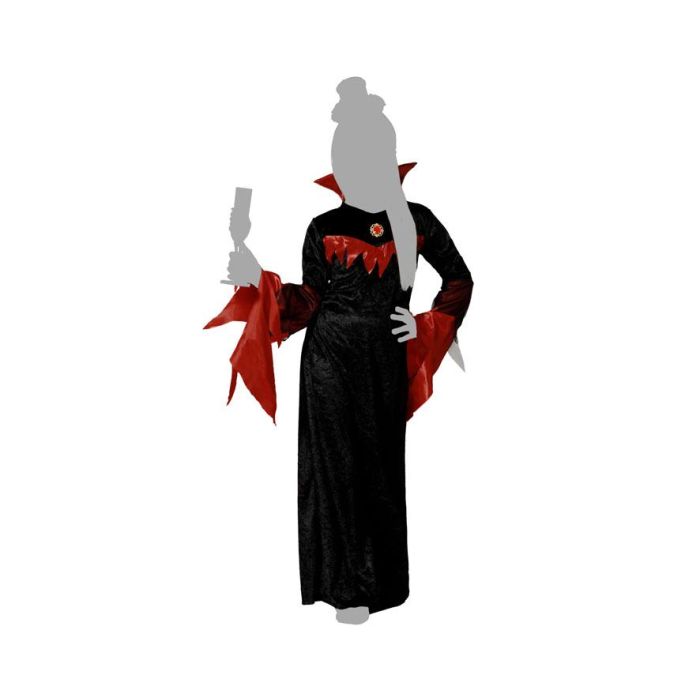 Disfraz Vampiresa Gótico para Niña 3-4 Años - Vestido Negro con Detalles Rojos y Sombrero - Ideal Halloween y Fiestas 4