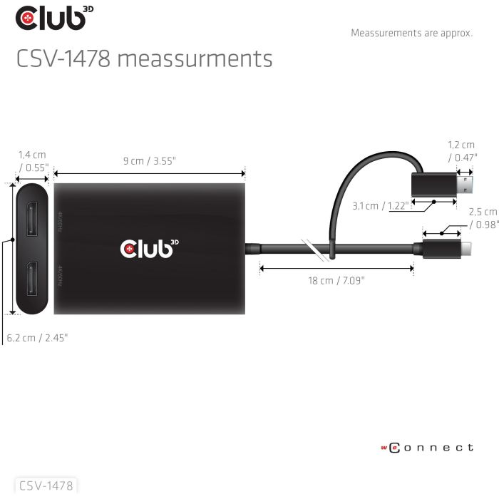 Club3D CSV-1478 Adaptador USB-C a 2x DisplayPort 4K@60Hz - Conexión Dual Monitor para PC Portátil y Escritorio Negro 5 Club3D CSV-1478 Adaptador USB-C a 2x DisplayPort 4K@60Hz - Conexión Dual Monitor para PC Portátil y Escritorio Negro 5