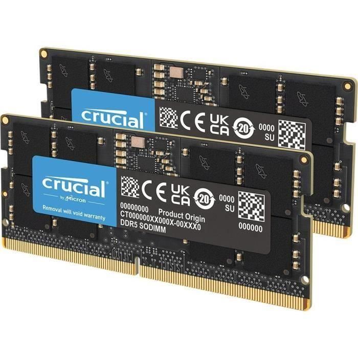 Memoria RAM CRUCIAL DDR5 - Kit 128 GB (2 x 64 GB) - 5600 MT/s - CL46 - SODIMM 1 Memoria RAM CRUCIAL DDR5 - Kit 128 GB (2 x 64 GB) - 5600 MT/s - CL46 - SODIMM 1