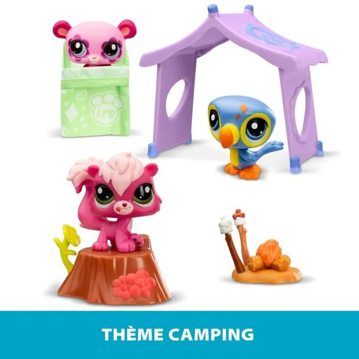 Bandai Littlest Pet Shop Camping Pack Temático 3 Mascotas Animales y Accesorios BAN3701405822873 2