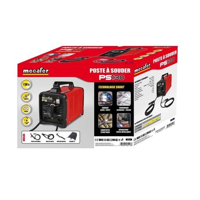 Mecafer PS130 Máquina soldadura MMA Shunt 130A para electrodos hasta 3,25 mm, ideal reparación 1 Mecafer PS130 Máquina soldadura MMA Shunt 130A para electrodos hasta 3,25 mm, ideal reparación 1