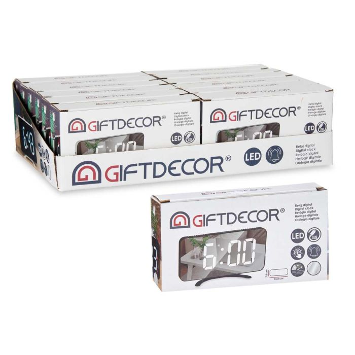 Giftdecor Reloj Espejo Negro Plástico ABS 15.7x7.7x1.5 cm (Set de 12) 2