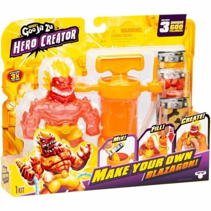 Heroes Of Goo Jit Zu HER0630996427859 Figura Hero Creator Blazagon 11cm - Kit de creación de texturas personalizadas 3