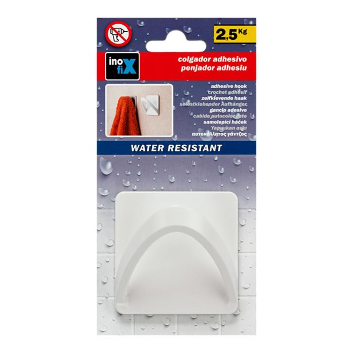 Inofix Colgador resistente al agua modelo cinta blanco - PVC, adhesivo water resistant, 65x65x45 mm 1